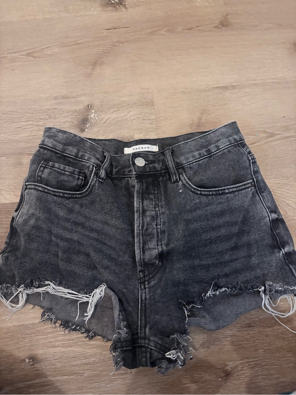 PacSun Black Washed Distressed High-Rise Denim Shorts